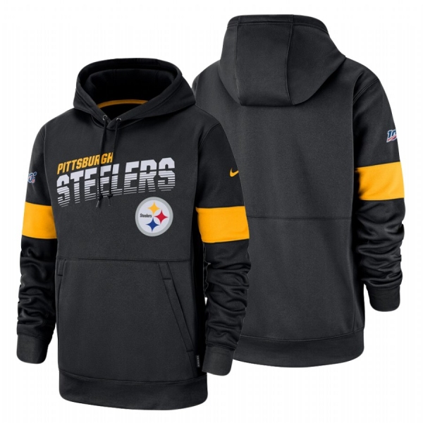 Pittsburgh Steelers Black 100th Season Sideline Team Logo Pullover Hoodie