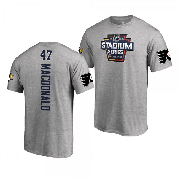 Flyers Andrew MacDonald 2019 NHL Stadium Series Coors Light Event Logo gray T-Shirt