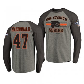 Flyers Andrew MacDonald 2019 NHL Stadium Series Coors Light Vintage Raglan gray T-Shirt