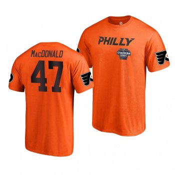 Flyers Andrew MacDonald 2019 NHL Stadium Series Name and Number Orange T-Shirt