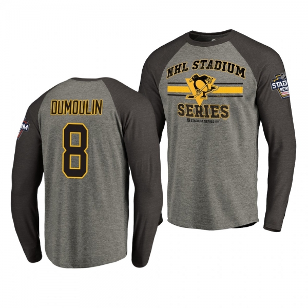 Penguins Brian Dumoulin 2019 NHL Stadium Series Coors Light Vintage Raglan gray T-Shirt