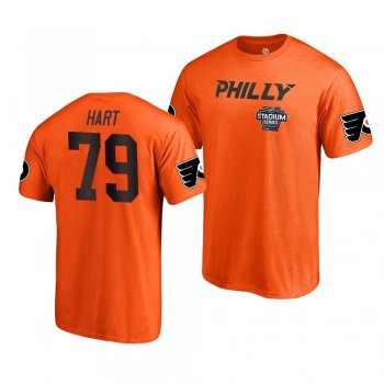 Flyers Carter Hart 2019 NHL Stadium Series Name and Number Orange T-Shirt