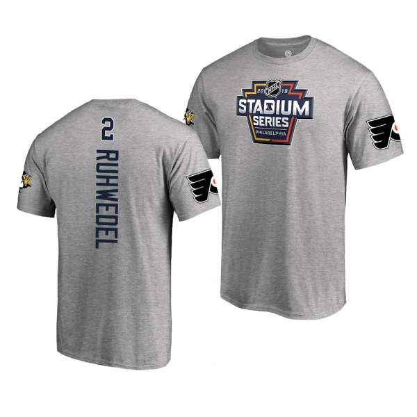 Penguins Chad Ruhwedel 2019 NHL Stadium Series Coors Light Event Logo gray T-Shirt