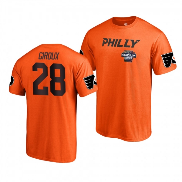 Flyers Claude Giroux 2019 NHL Stadium Series Name and Number Orange T-Shirt