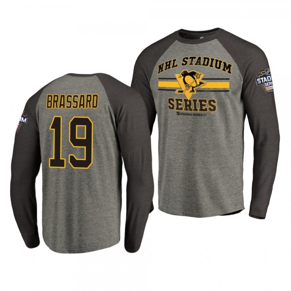 Penguins Derick Brassard 2019 NHL Stadium Series Coors Light Vintage Raglan gray T-Shirt