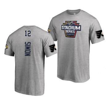 Penguins Dominik Simon 2019 NHL Stadium Series Coors Light Event Logo gray T-Shirt