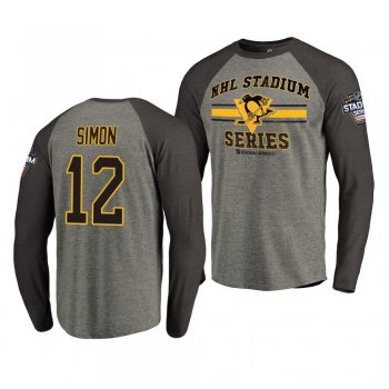 Penguins Dominik Simon 2019 NHL Stadium Series Coors Light Vintage Raglan gray T-Shirt