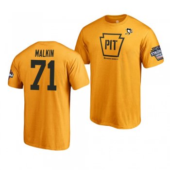 Penguins Evgeni Malkin 2019 NHL Stadium Series Name and Number Gold T-Shirt