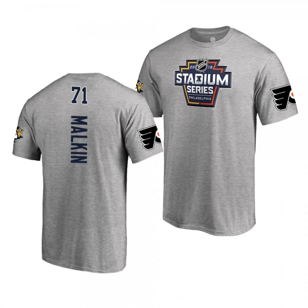 Penguins Evgeni Malkin 2019 NHL Stadium Series Coors Light Event Logo gray T-Shirt