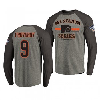 Flyers Ivan Provorov 2019 NHL Stadium Series Coors Light Long Sleeve gray T-Shirt