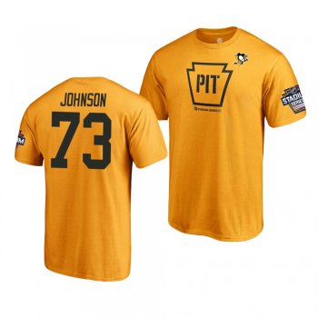 Penguins Jack Johnson 2019 NHL Stadium Series Name and Number Gold T-Shirt