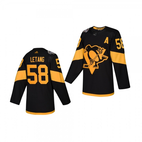 Youth Penguins Kris Letang 2019 NHL Stadium Series Adidas Authentic Black Jersey