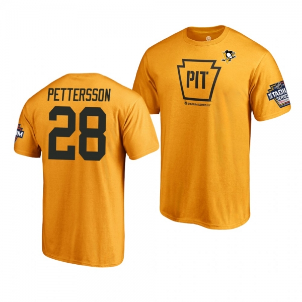 Penguins Marcus Pettersson 2019 NHL Stadium Series Name and Number Gold T-Shirt