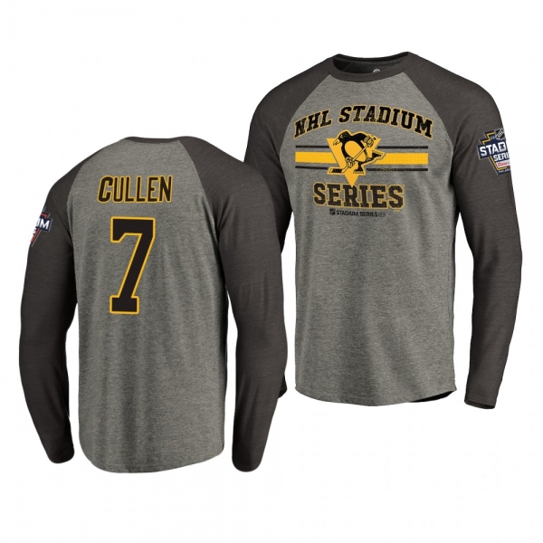 Penguins Matt Cullen 2019 NHL Stadium Series Coors Light Vintage Raglan gray T-Shirt