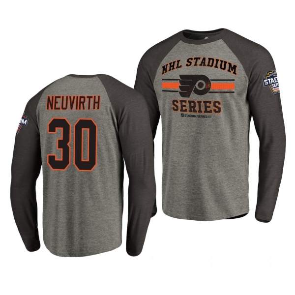 Flyers Michal Neuvirth 2019 NHL Stadium Series Coors Light Vintage Raglan gray T-Shirt