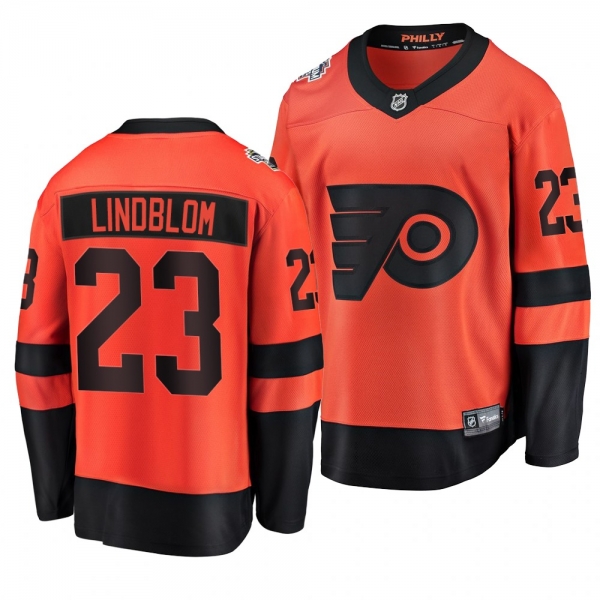 Flyers Men's Oskar Lindblom 2019 NHL Stadium Series Coors Light Breakaway Orange Jersey