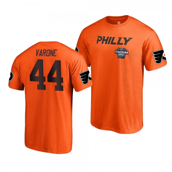 Flyers Phil Varone 2019 NHL Stadium Series Name and Number Orange T-Shirt