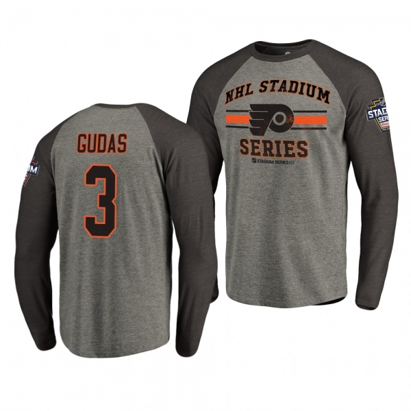 Flyers Radko Gudas 2019 NHL Stadium Series Coors Light Vintage Raglan gray T-Shirt