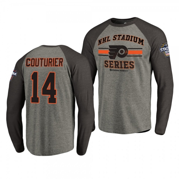 Flyers Sean Couturier 2019 NHL Stadium Series Coors Light Long Sleeve gray T-Shirt