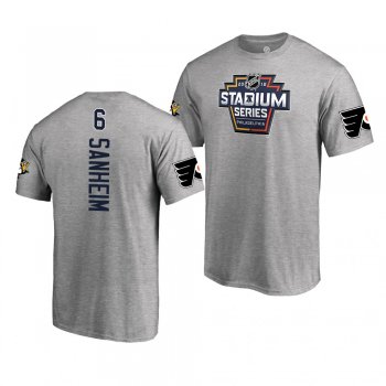 Flyers Travis Sanheim 2019 NHL Stadium Series Coors Light Event Logo gray T-Shirt