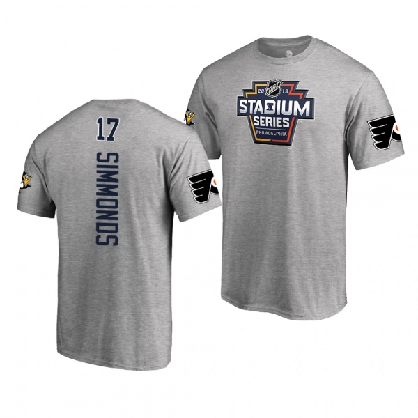 Flyers Wayne Simmonds 2019 NHL Stadium Series Coors Light Event Logo gray T-Shirt