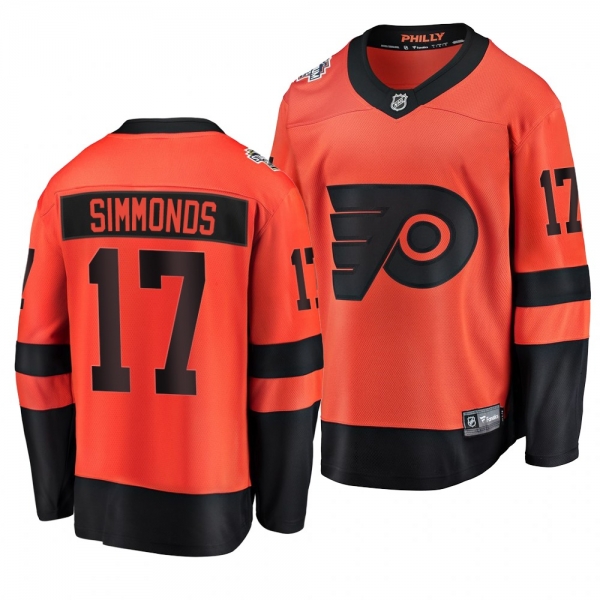 Flyers Men's Wayne Simmonds 2019 NHL Stadium Series Coors Light Breakaway Orange Jersey