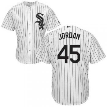 Mens Chicago White Sox #45 Michael Jordan White(Black Strip) Home Cool Base Stitched MLB Jersey