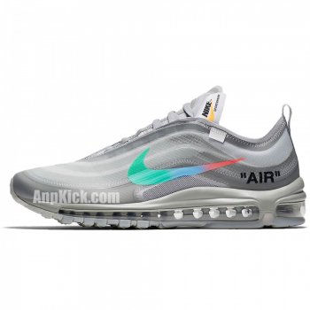 Off-White X Nike Air Max 97 Green Grey Mens Womens Shoes Aj4585-012