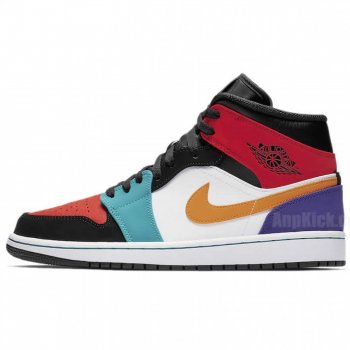 Air Jordan 1 Mid Multi-Color Bred Orange Mens Gs Shoes 554724-125