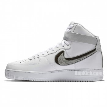 White Air Forces 1 07 Lv8 High Top "Chenille Swoosh" Nike Outlet 806403-105