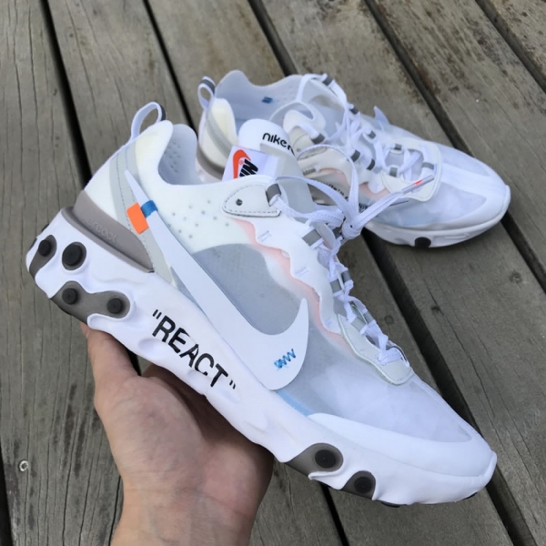 Off White X Nike React Element 87 White/Cone-Ice Blue Aq0068-100