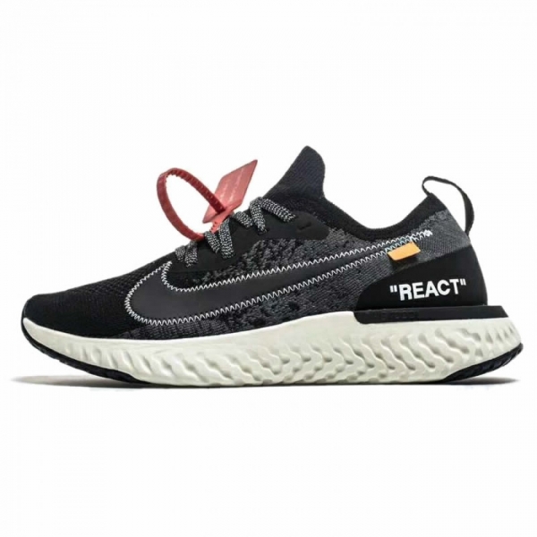 Off White X Nike Epic React Flyknit Black/White Aq0067-010