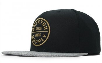 Hot Sale Brand Hats BRIXTON Snapback in Black Gray Gold Logo,100% top quality,Biggest Discount,Online Retailer Snapbacks/Hats/Caps