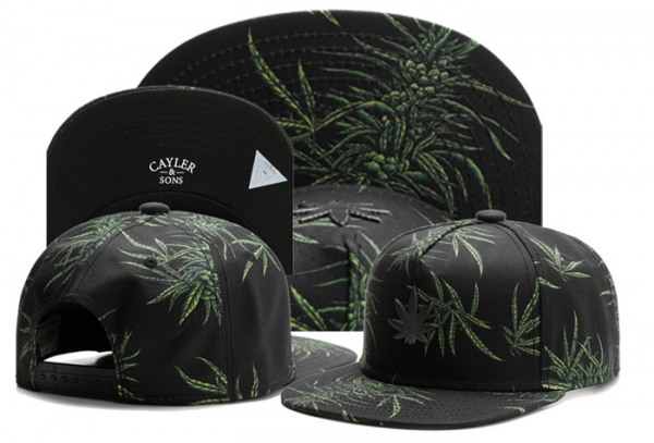 Best Selling Caps Cayler Sons Snapback in Coal Black Green Leaves,best-loved,On Sale,Wholesale Snapbacks/Hats/Caps