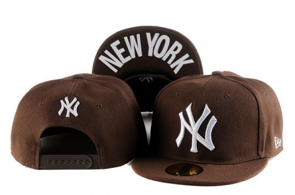 MLB Snapbacks New York Yankees New Era 59FIFTY Fitted Hats in Brown White Logo,enjoy great discount,accessories,Superior Quality Snapbacks/Hats/Caps