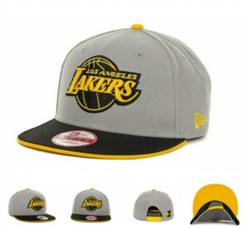 NBA Snapbacks Los Angeles Lakers New Era 59FIFTY Fitted Caps in Gray Black Yellow,glamorous,premium selection,Sale UK Snapbacks/Hats/Caps