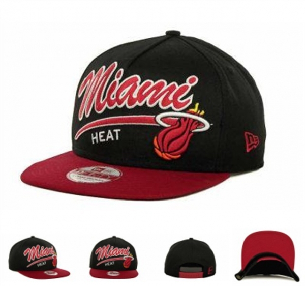 NBA Snapbacks Miami Heat New Era 59FIFTY Fitted Caps in Black Dark Red,high-end,official shop,Cheap Sale Snapbacks/Hats/Caps