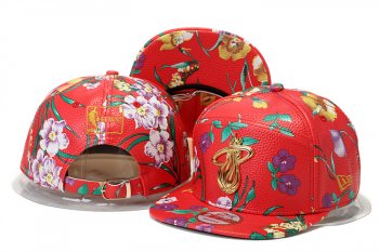 NBA Snapbacks Miami Heat New Era 59FIFTY Fitted Leather Hats in Red Flower,reasonable sale price,stable quality,Official Snapbacks/Hats/Caps