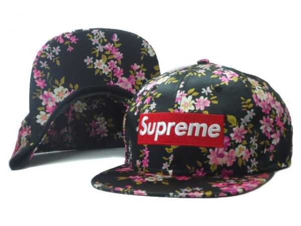 Fashion Street Snapbacks Supreme Fitted Caps in Coal Black Pink Flowers,famous brand,Huge Discount,classic fashion trend Snapbacks/Hats/Caps