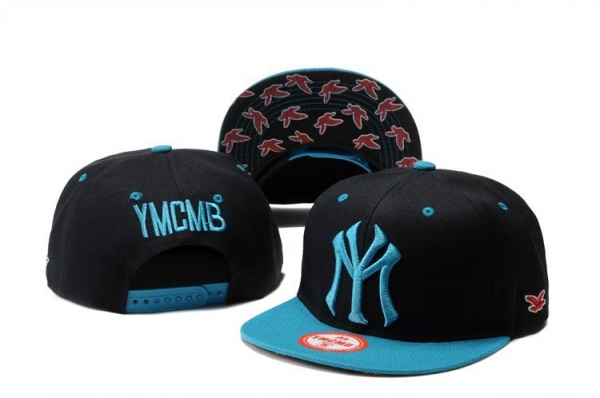 Fashion Street Snapbacks YMCMB Fitted Hats in Black Jade Blue Logo,wide varieties,collection,Cheap Snapbacks/Hats/Caps