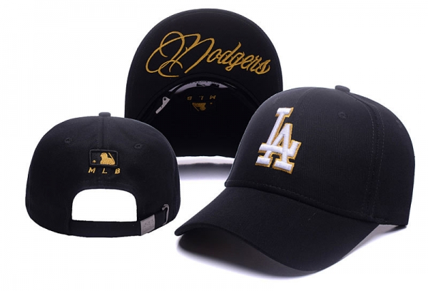 MLB Snapbacks Los Angeles Dodgers Fitted Hats in Black with White Gold Logo,Exclusive,Factory Outlet,official online website Snapbacks/Hats/Caps