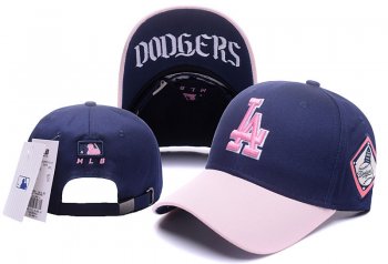 MLB Snapbacks Los Angeles Dodgers Fitted Hats in Blue Pink with Pink Logo,Biggest Discount,wide varieties,Newest Snapbacks/Hats/Caps