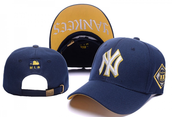 MLB Snapbacks New York Yankees Fitted Caps in Blue Gold,fashionable design,Newest,luxury lifestyle brand Snapbacks/Hats/Caps