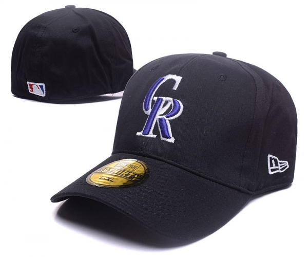 MLB Snapbacks Colorado Rockies Fitted Caps in Black with Blue Embroidery,premier fashion designer,Buy Online,Authorized Site Snapbacks/Hats/Caps