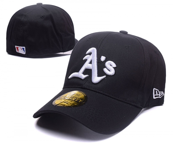 MLB Snapbacks Oakland Athletics Fitted Caps in Black with White Embroidery,premier fashion designer,Official supplier,luxury fashion brands Snapbacks/Hats/Caps