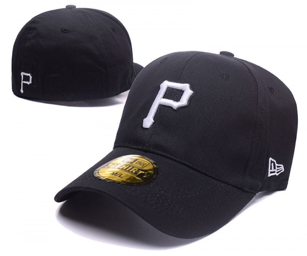 MLB Snapbacks Pittsburgh Pirates Fitted Caps in Black with White Embroidery,Online Shop,outlet store sale,Exclusive Snapbacks/Hats/Caps