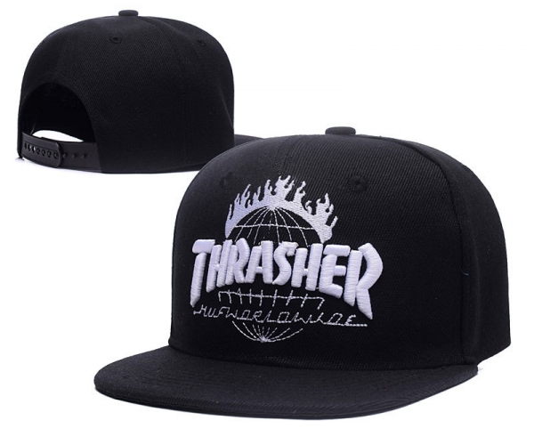 Fashion Street Snapbacks Thrasher Fitted Hats in Black with White Embroidery,100% Genuine,ever-popular,genuine Snapbacks/Hats/Caps