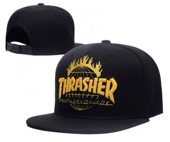 Fashion Street Snapbacks Thrasher Fitted Hats in Black with Yellow Embroidery,unique,low price,various styles Snapbacks/Hats/Caps