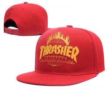 Fashion Street Snapbacks Thrasher Fitted Hats in Red with Gold Embroidery,Factory Outlet Price,Best Selling Clearance,Sale USA Online Snapbacks/Hats/Caps