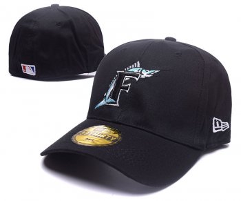 MLB Snapbacks Miami Marlins Fitted Caps in Black with Black Embroidery,wholesale price,various styles,Most Fashionable Outlet Snapbacks/Hats/Caps